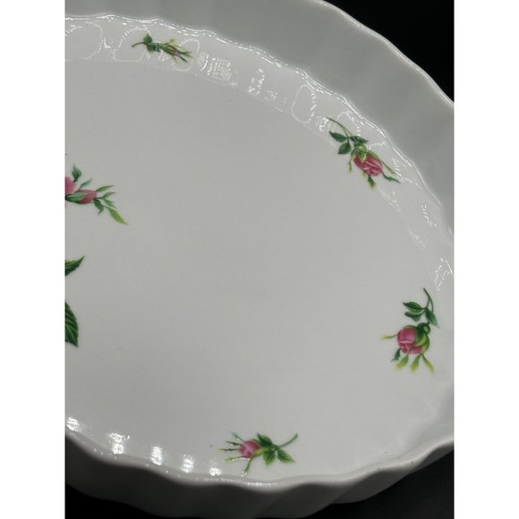 Vintage Christine Holm Ceramic Quiche Tart Plate Pan Roses Floral Pie 9.5" - Picture 5 of 8